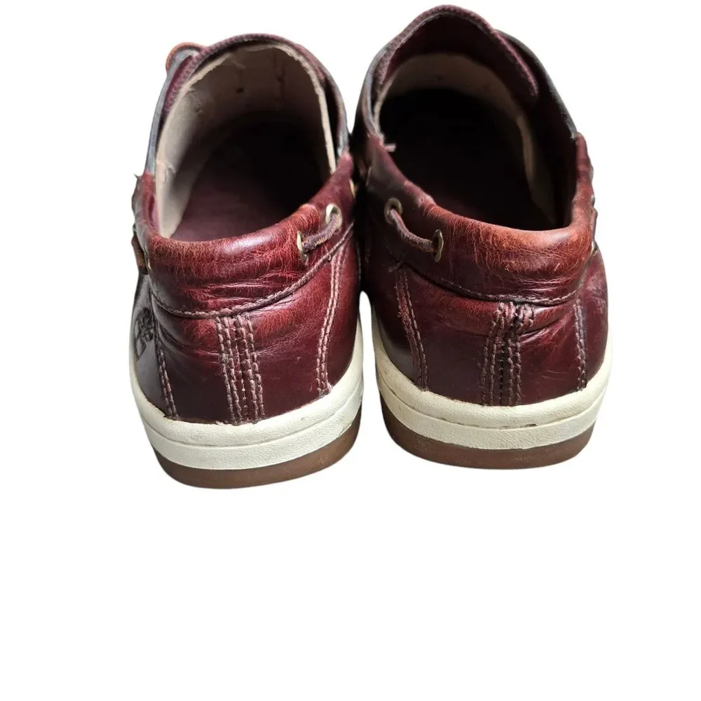 TIMBERLAND 2 Eye Boat Shoes‎ Burgundy Leather Deck Shoes 10.5